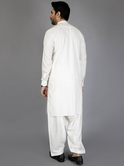 Polyester Viscose White Shalwar Kameez - Almirah