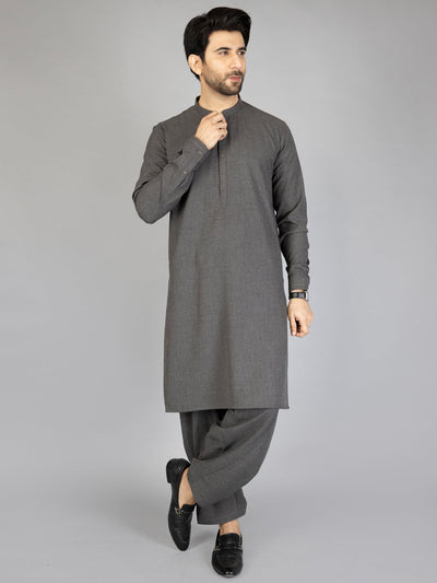 Polyester Viscose Grey Shalwar Kameez - Almirah