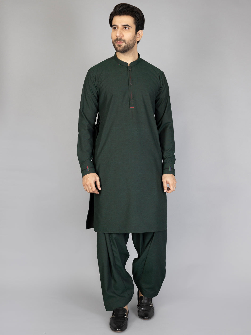 Polyester Viscose Green Shalwar Kameez - Almirah