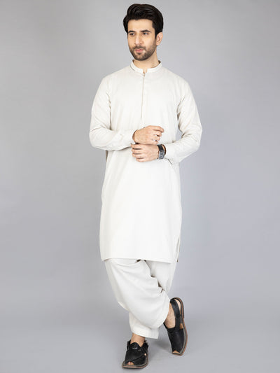 Polyester Light Grey Shalwar Kameez - Almirah