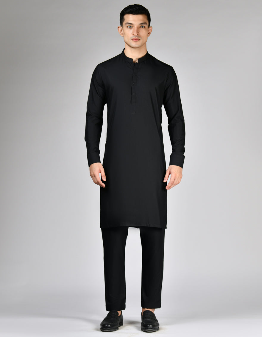 Blended Black Unstitched - J. Junaid Jamshed