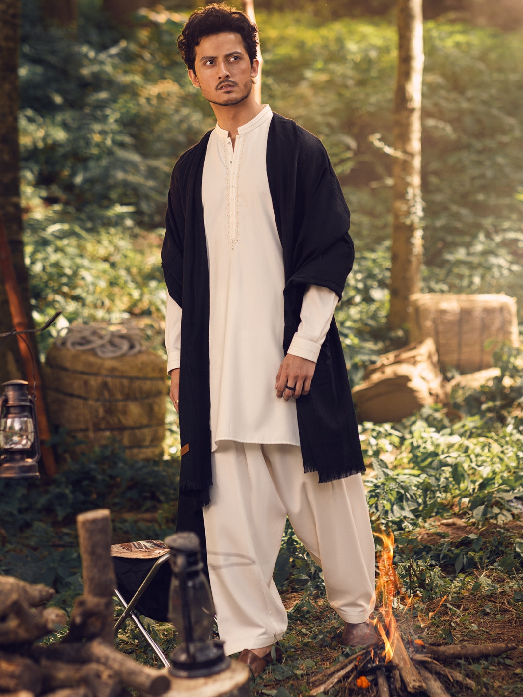 Polyester Viscose Off White Shalwar Kameez - Almirah