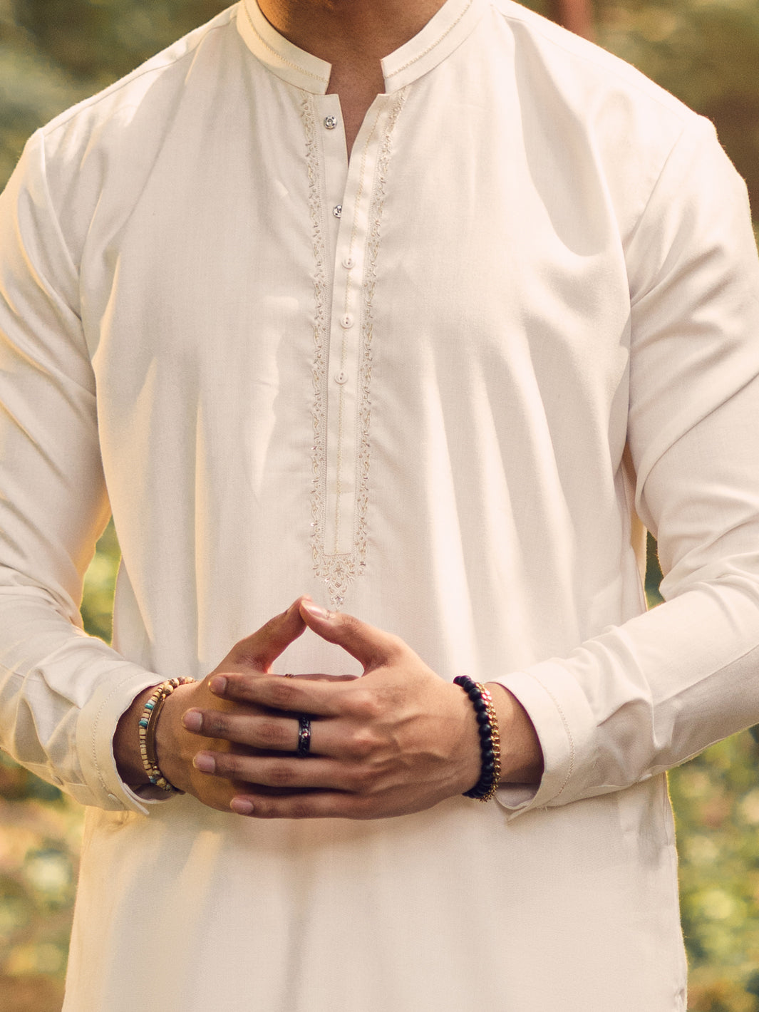 Polyester Viscose Off White Shalwar Kameez - Almirah