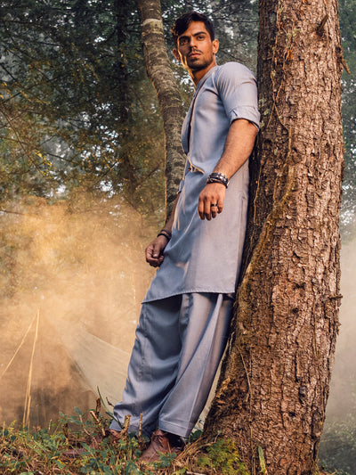 Polyester Viscose Light Blue Shalwar Kameez - Almirah