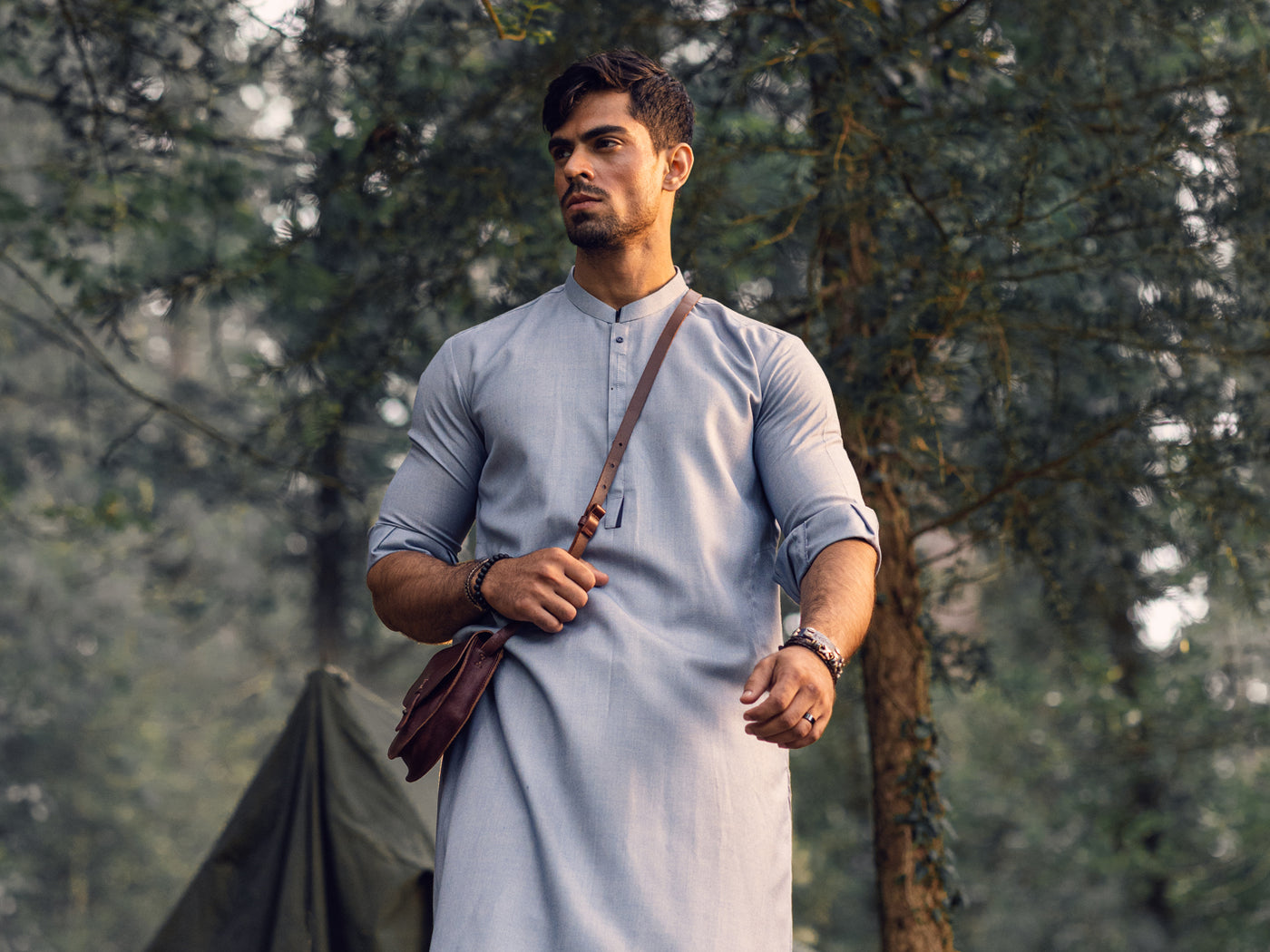 Polyester Viscose Light Blue Shalwar Kameez - Almirah