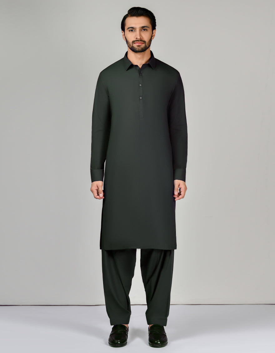 Blended Green Unstitched Suit - J. Junaid Jamshed