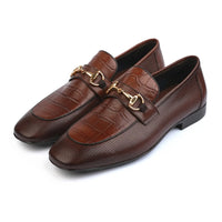 Leather Formal Brown Shoes - Logo