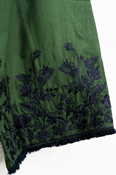 Cotton Embroidered Green Ladies Trouser - Almirah