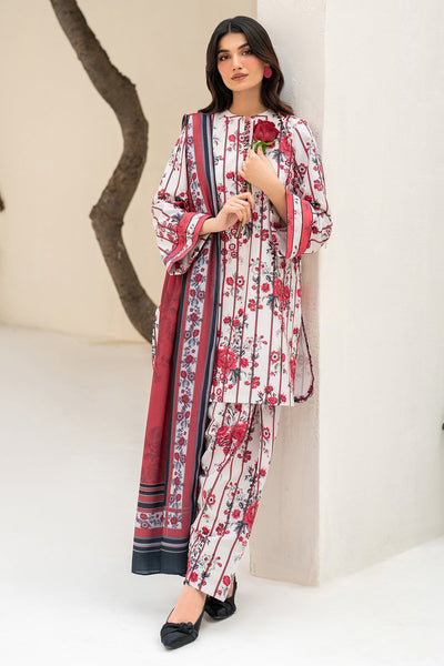 Digital Printed Premium Viscose White Stitched Suit - Jazmin