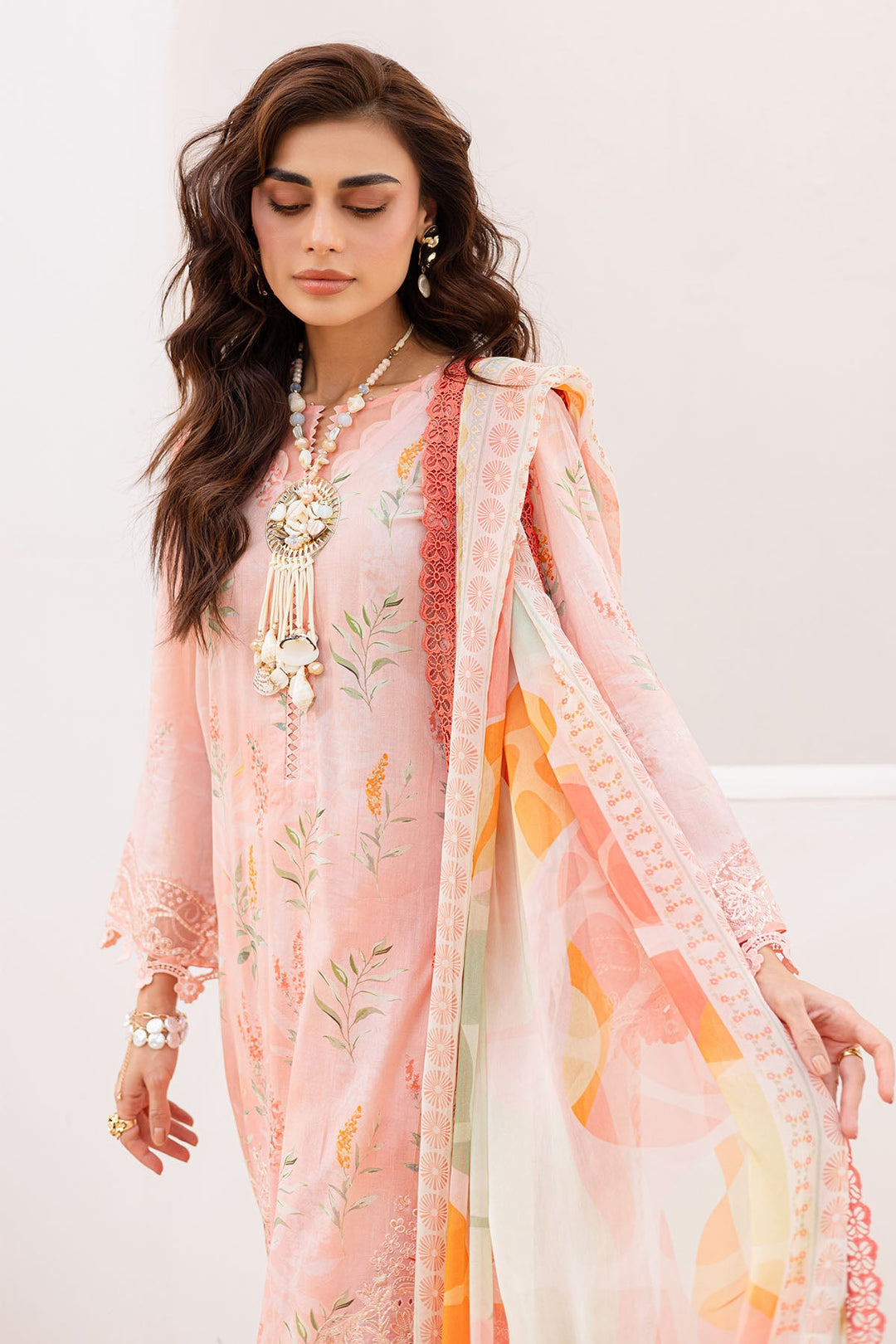 Lawn Peach Stitched Suit - Nureh Gardenia