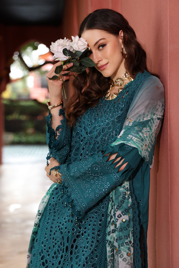 Lawn Sea Green Stitched Suit - Nureh