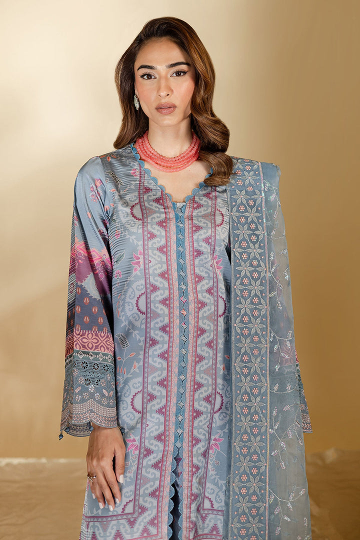 Silk Grey Stitched Suit - Nureh