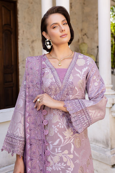 Embroidered Lawn Jacquard Purple Stitched Suit - Nureh