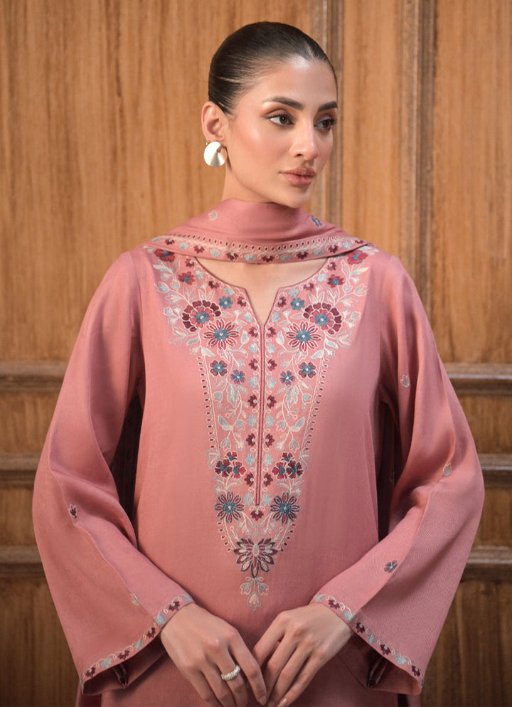 Twill Viscose Pink Stitched Suit - Image