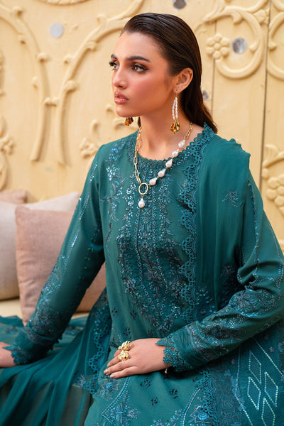 Embroidered Karandi Green Stitched Suit - Nureh