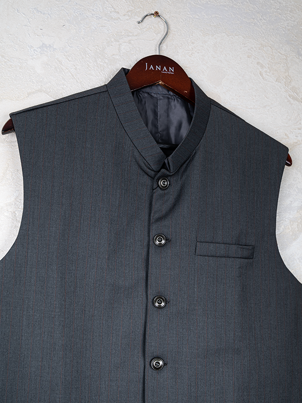 Plain Grey Waistcoat - J. Junaid Jamshed