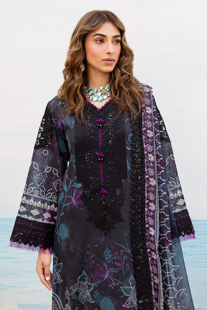 Lawn Black Stitched Suit - Nureh Gardenia