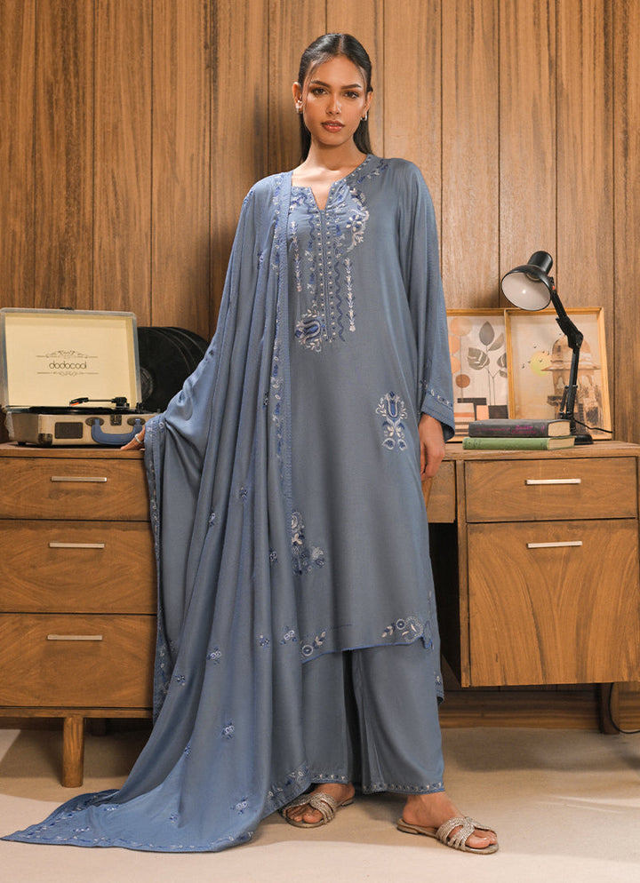 Twill Viscose Blue Stitched Suit - Image