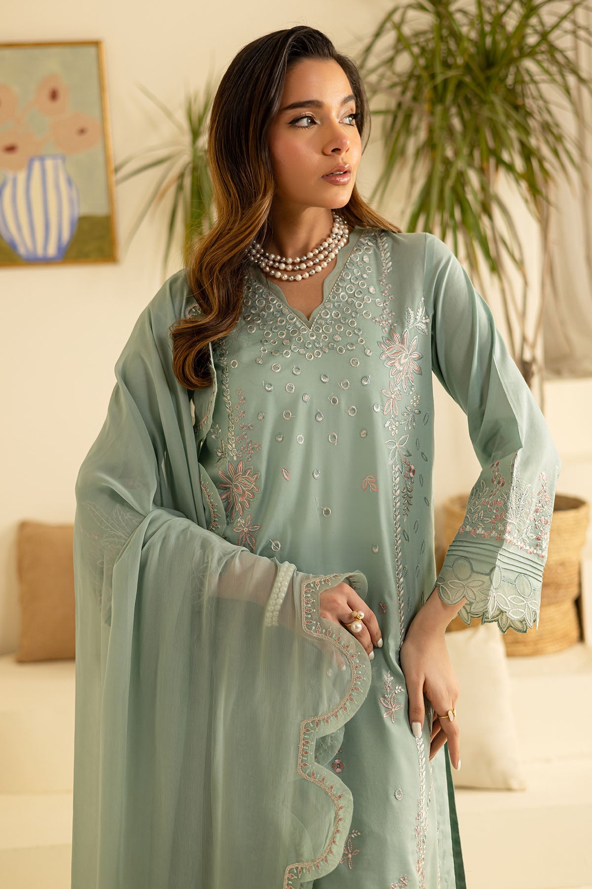 Lawn Ferozi Stitched Suit - Nureh