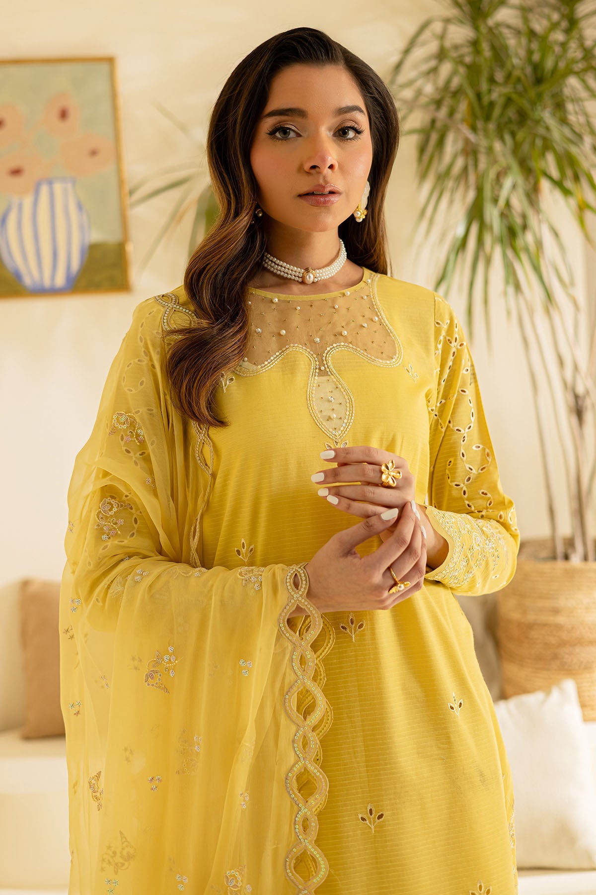 Dorya Lawn Yellow Stitched Suit - Nureh