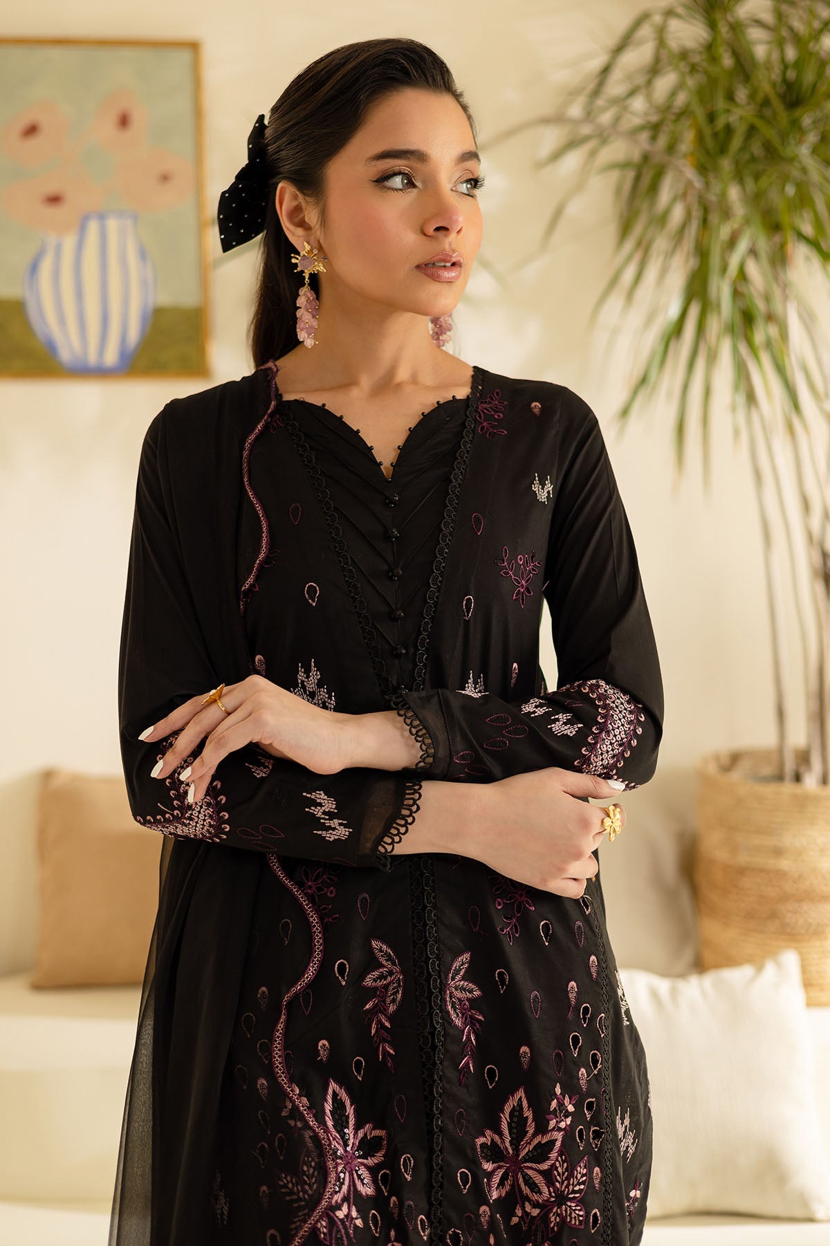 Lawn Black Stitched Suit - Nureh