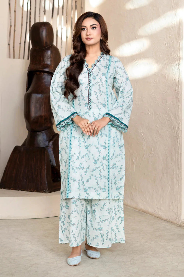 Printed Lawn Navy Blue Stitched Suit - Khas