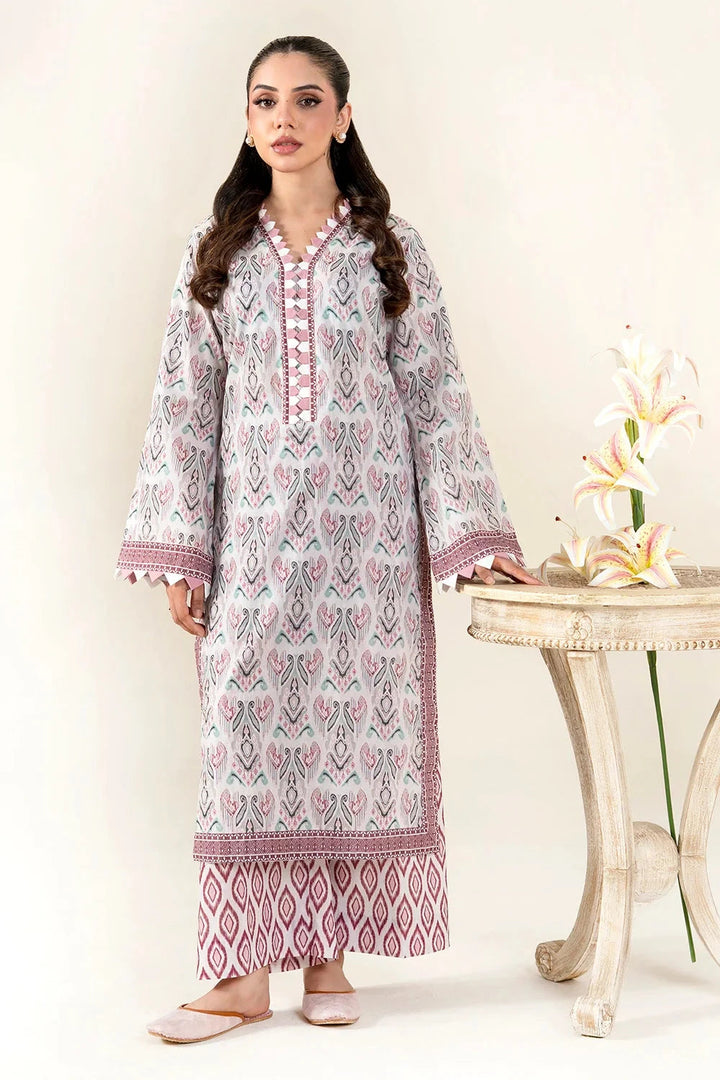 Printed Lawn Pale Slate Stitched Suit - Khas