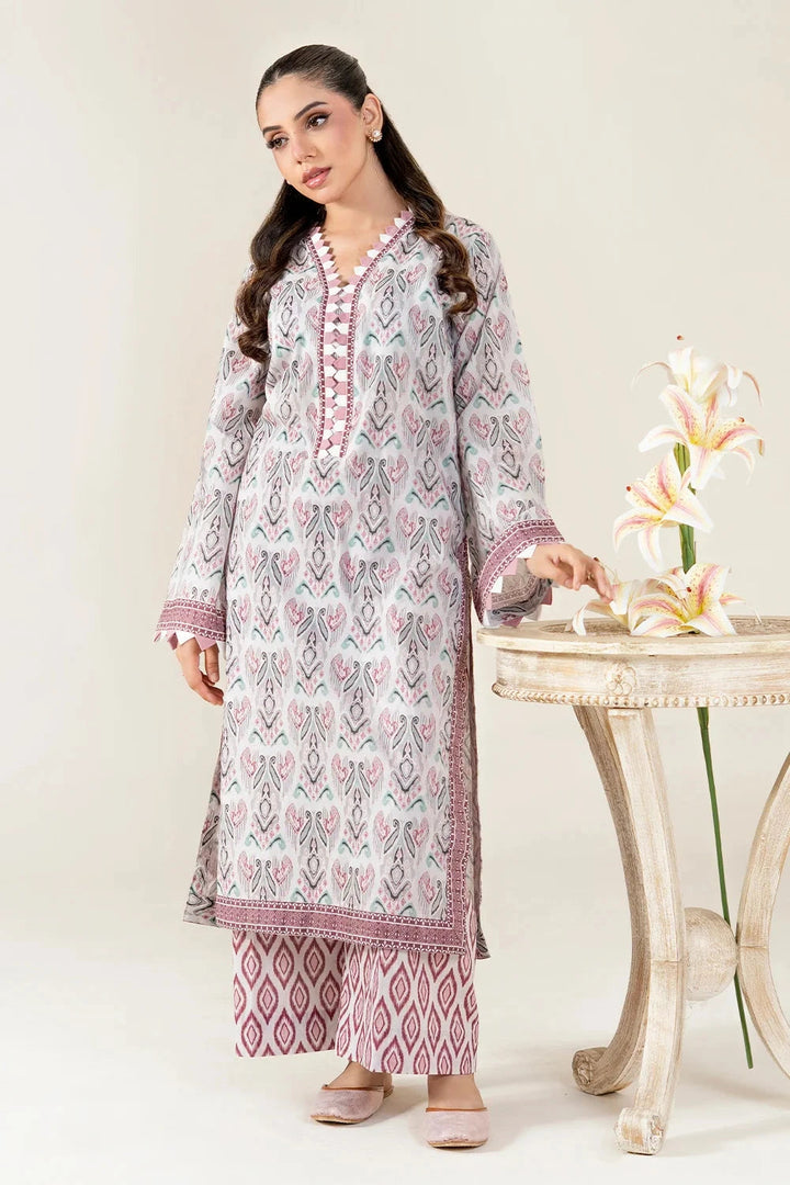 Printed Lawn Pale Slate Stitched Suit - Khas