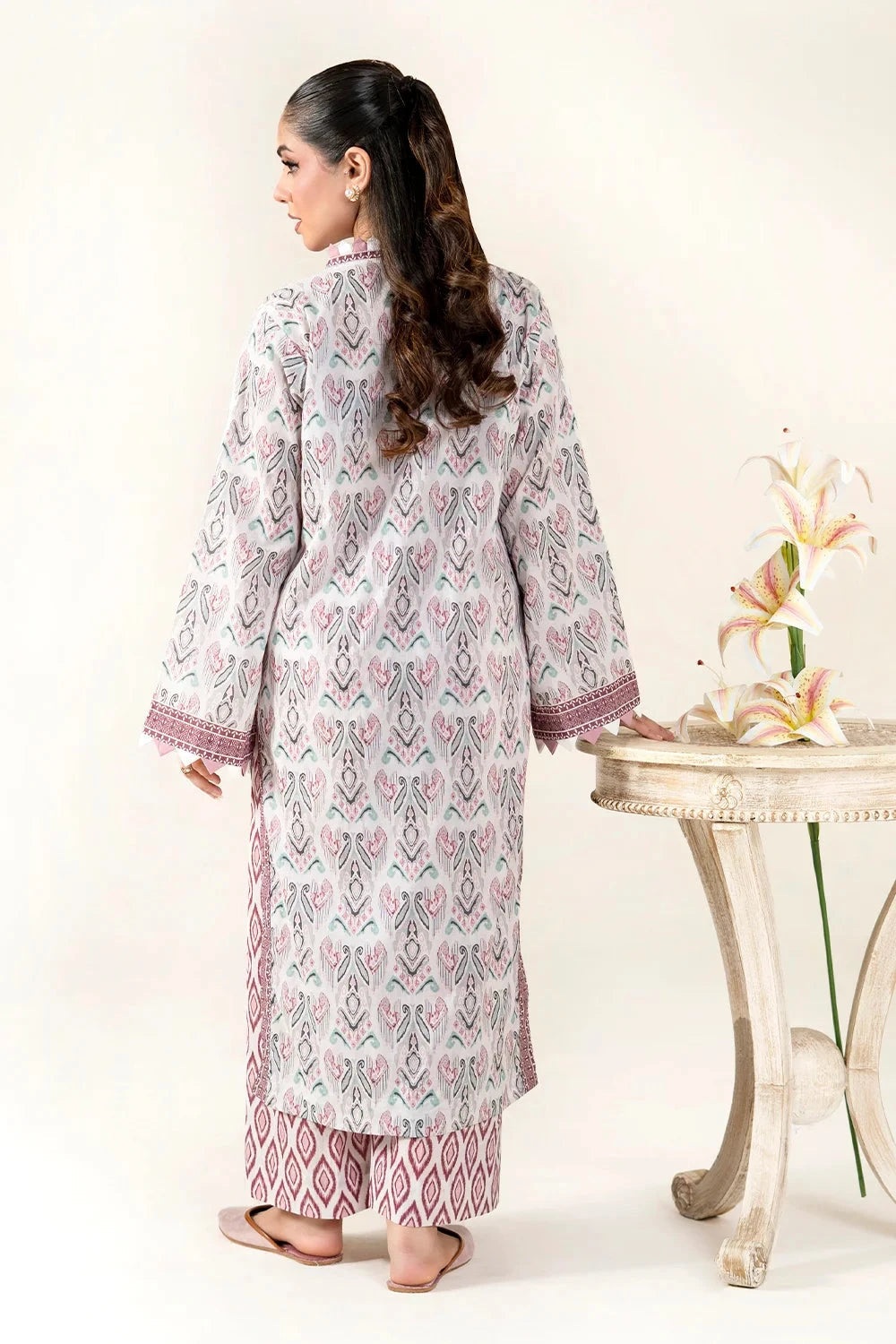 Printed Lawn Pale Slate Stitched Suit - Khas