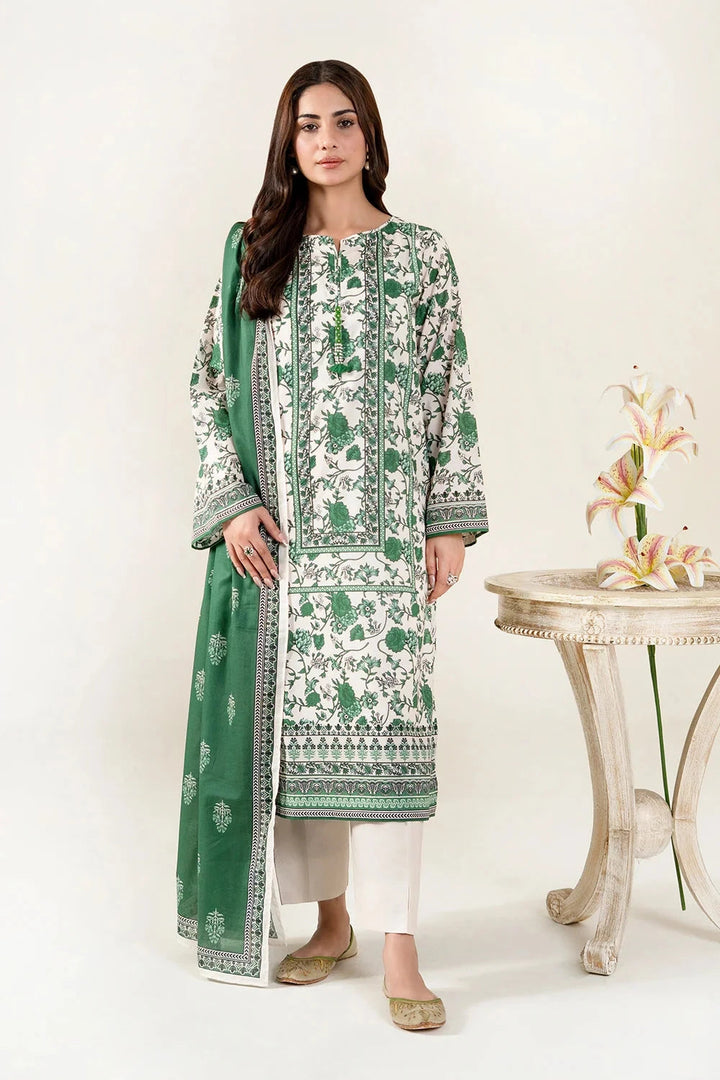 Printed Lawn Beige Stitched Suit - Khas