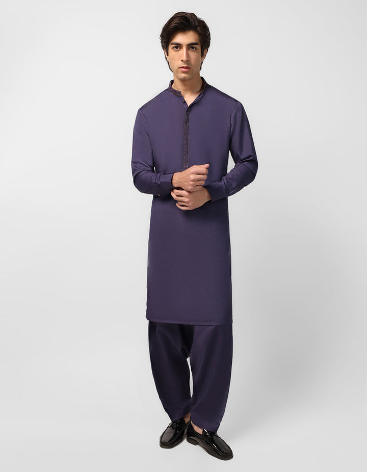 Blended Indigo Shalwar Kameez - J. Junaid Jamshed