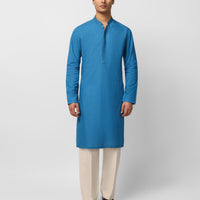 Cotton Blue Kurta - J. Junaid Jamshed