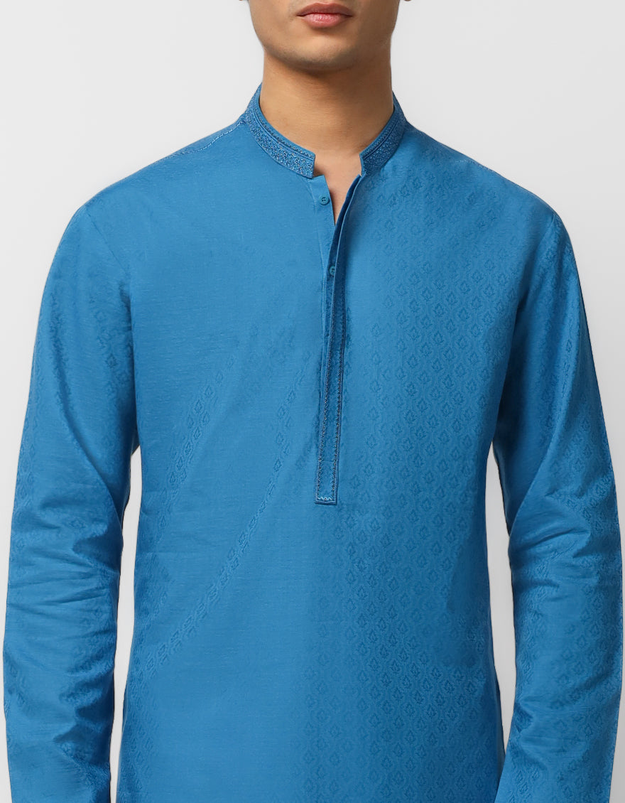 Cotton Blue Kurta - J. Junaid Jamshed