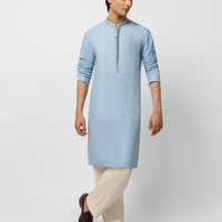 Cotton Sky Blue Kurta - J. Junaid Jamshed