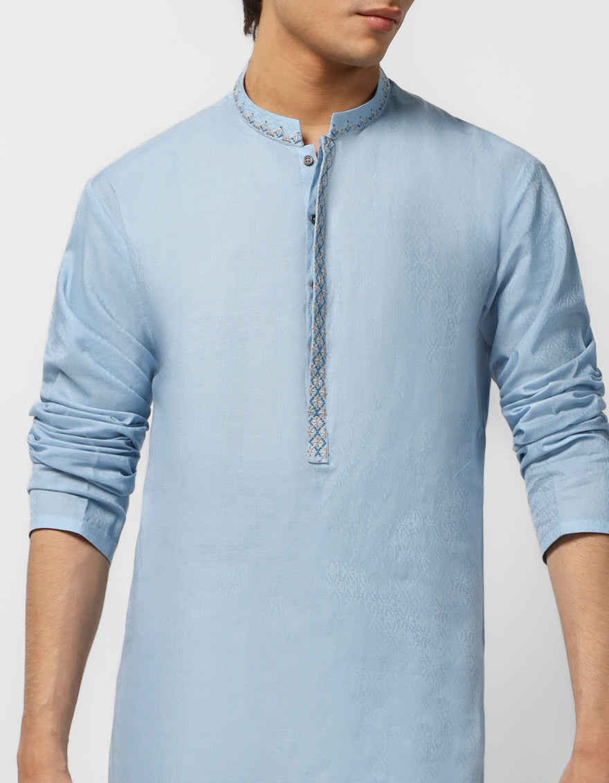 Cotton Sky Blue Kurta - J. Junaid Jamshed