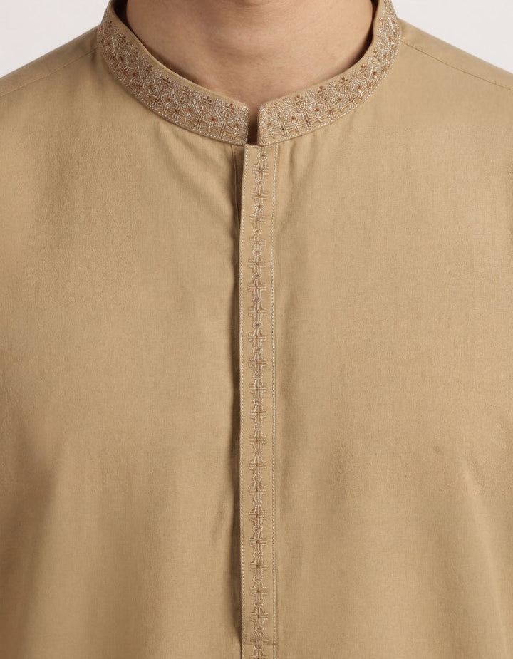 Blended Khaki Kurta - J. Junaid Jamshed
