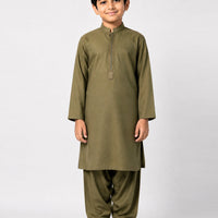 Blended Olive Shalwar Kameez - J. Junaid Jamshed