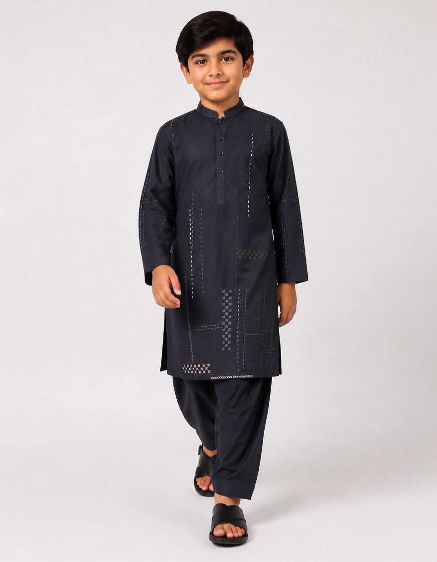 Blended Charcoal Shalwar Kameez - J. Junaid Jamshed