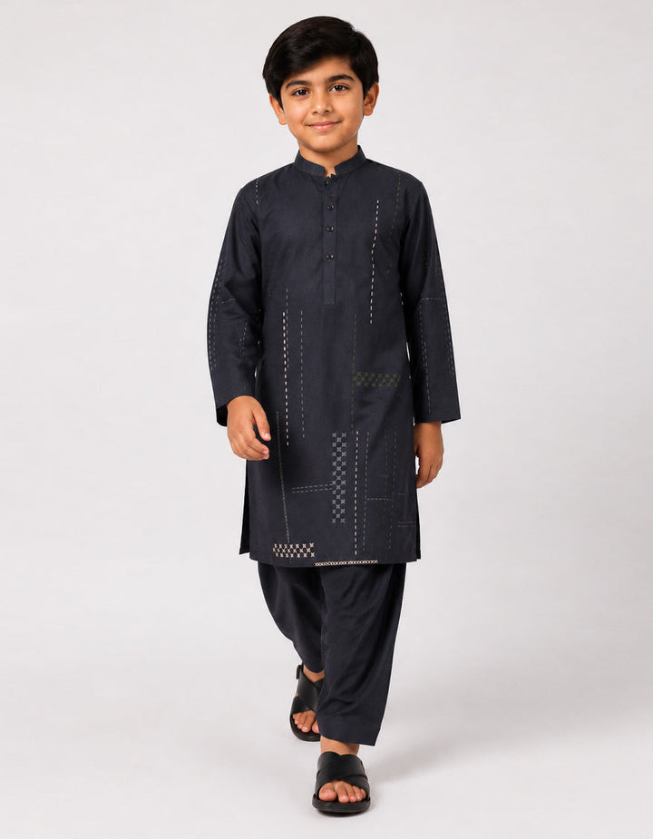 Blended Charcoal Shalwar Kameez - J. Junaid Jamshed