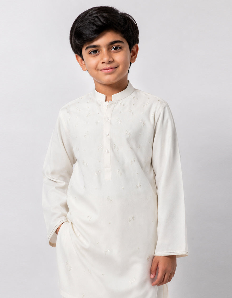 Blended White Shalwar Kameez - J. Junaid Jamshed