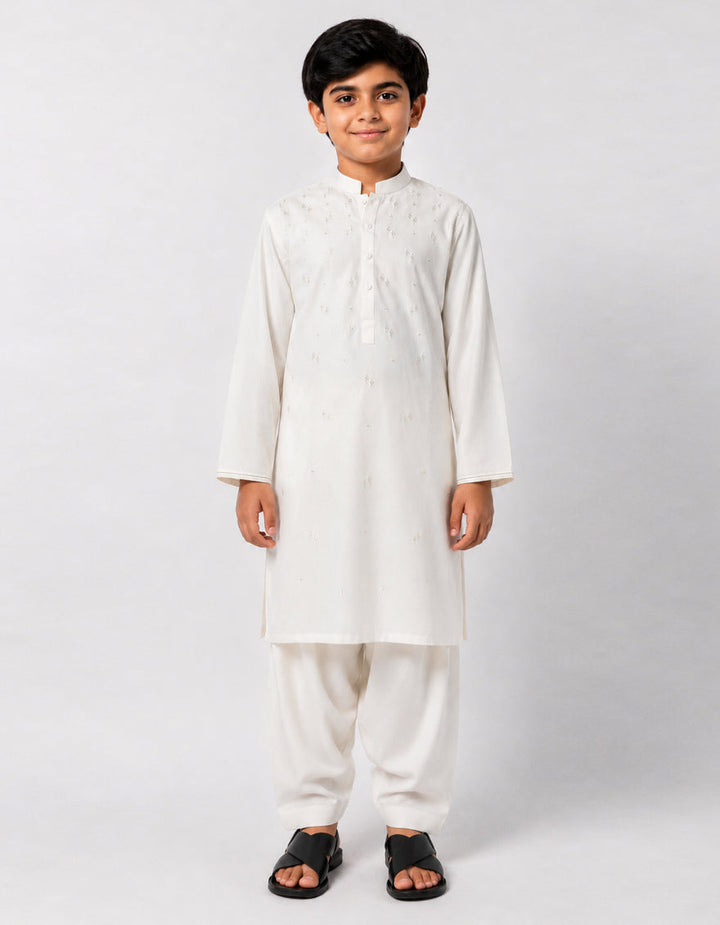 Blended White Shalwar Kameez - J. Junaid Jamshed