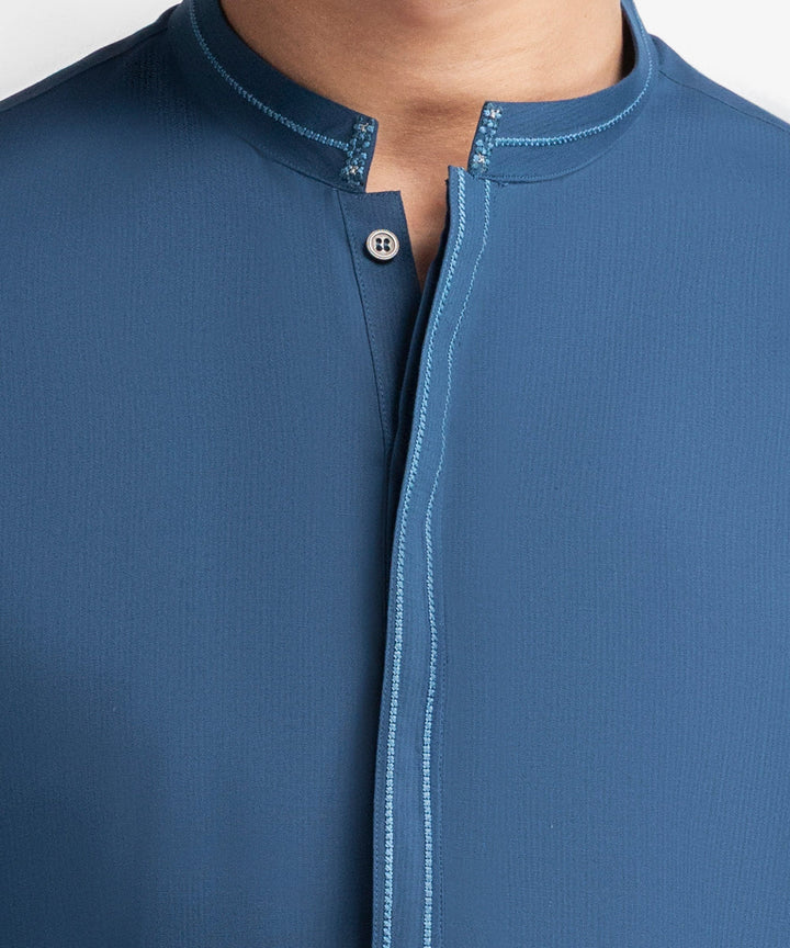 Blended Blue Kurta Trouser - J. Junaid Jamshed