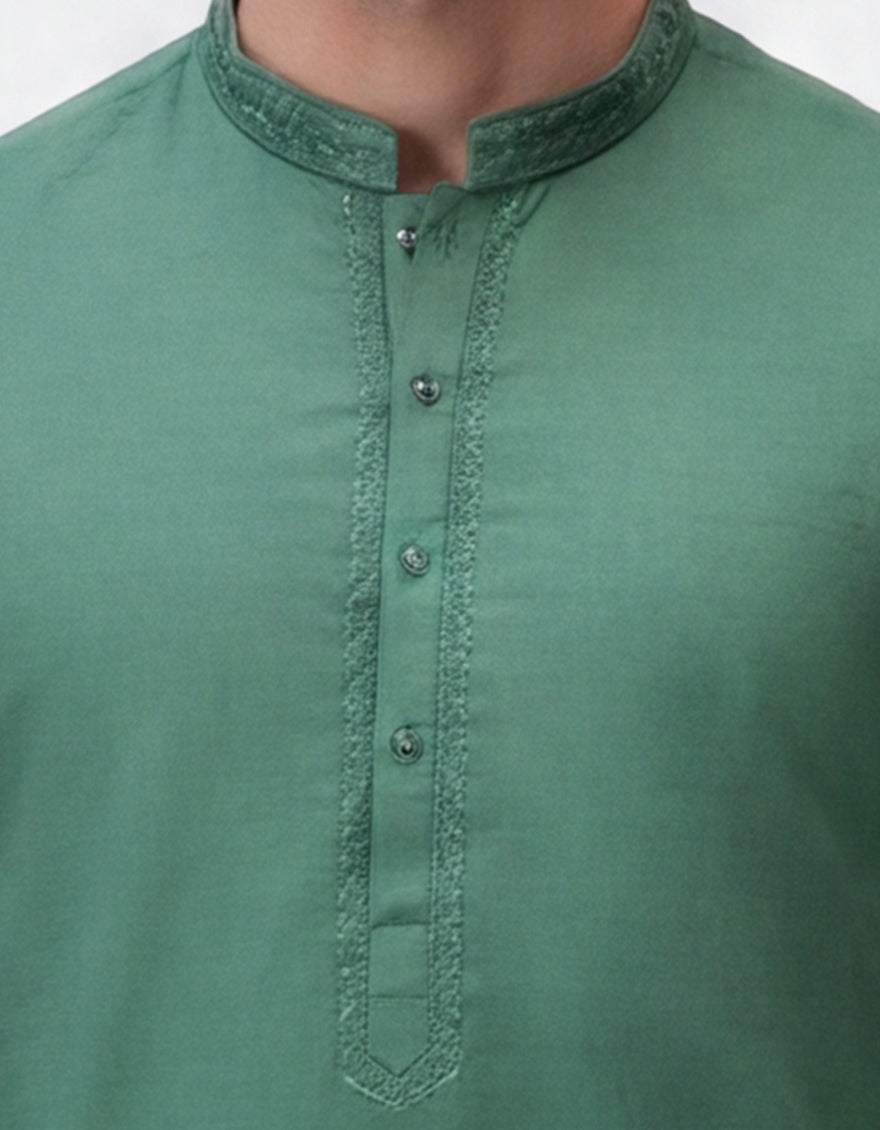 Cotton Green Kurta - J. Junaid Jamshed