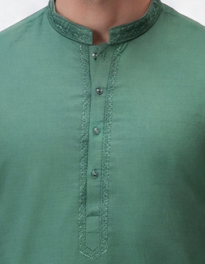 Cotton Green Kurta - J. Junaid Jamshed