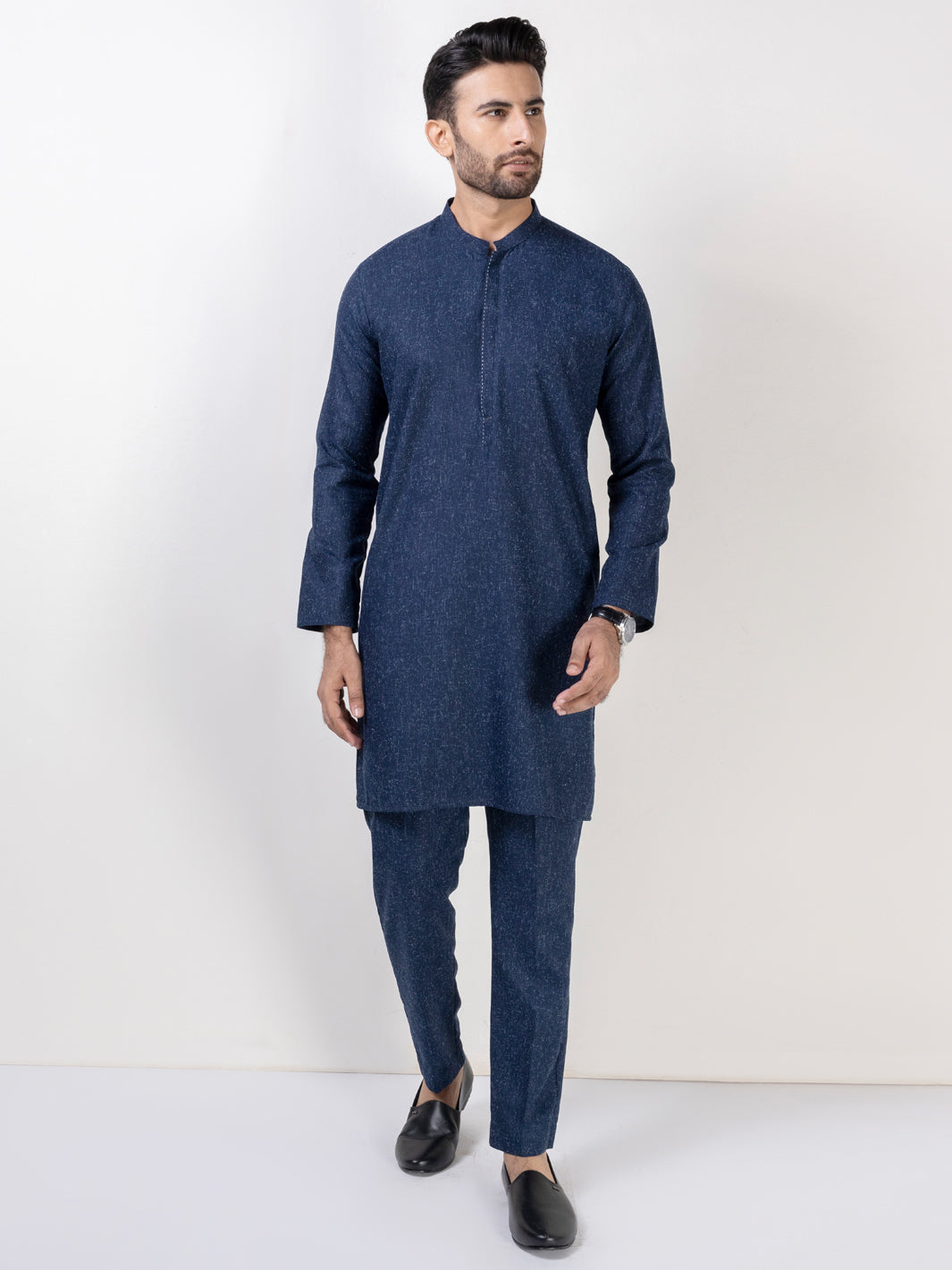 Blended Navy Blue Shalwar Kameez - Almirah