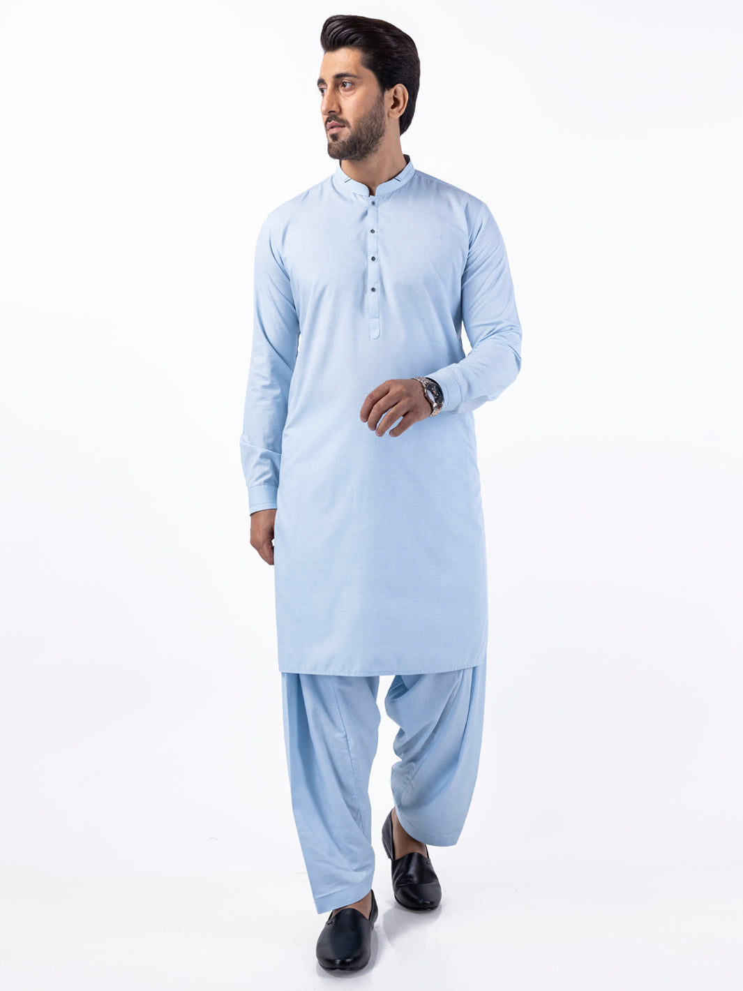 Blended Light blue Kameez Shalwar - Almirah