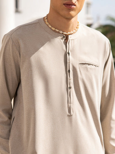 Blended Sand brown Kurta Trouser - Almirah