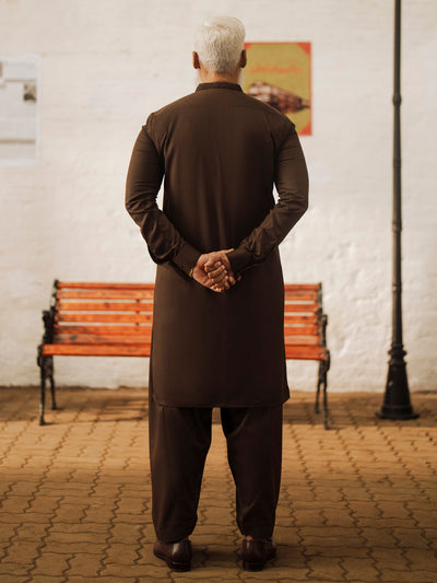 Blended Dark Brown Shalwar Kameez - Almirah