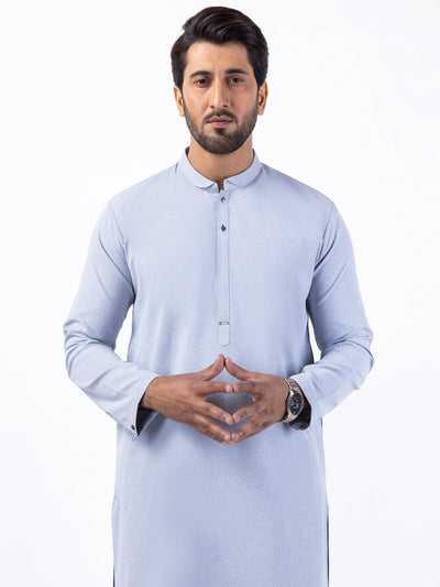 Blended Light Blue Kurta Trouser - Almirah