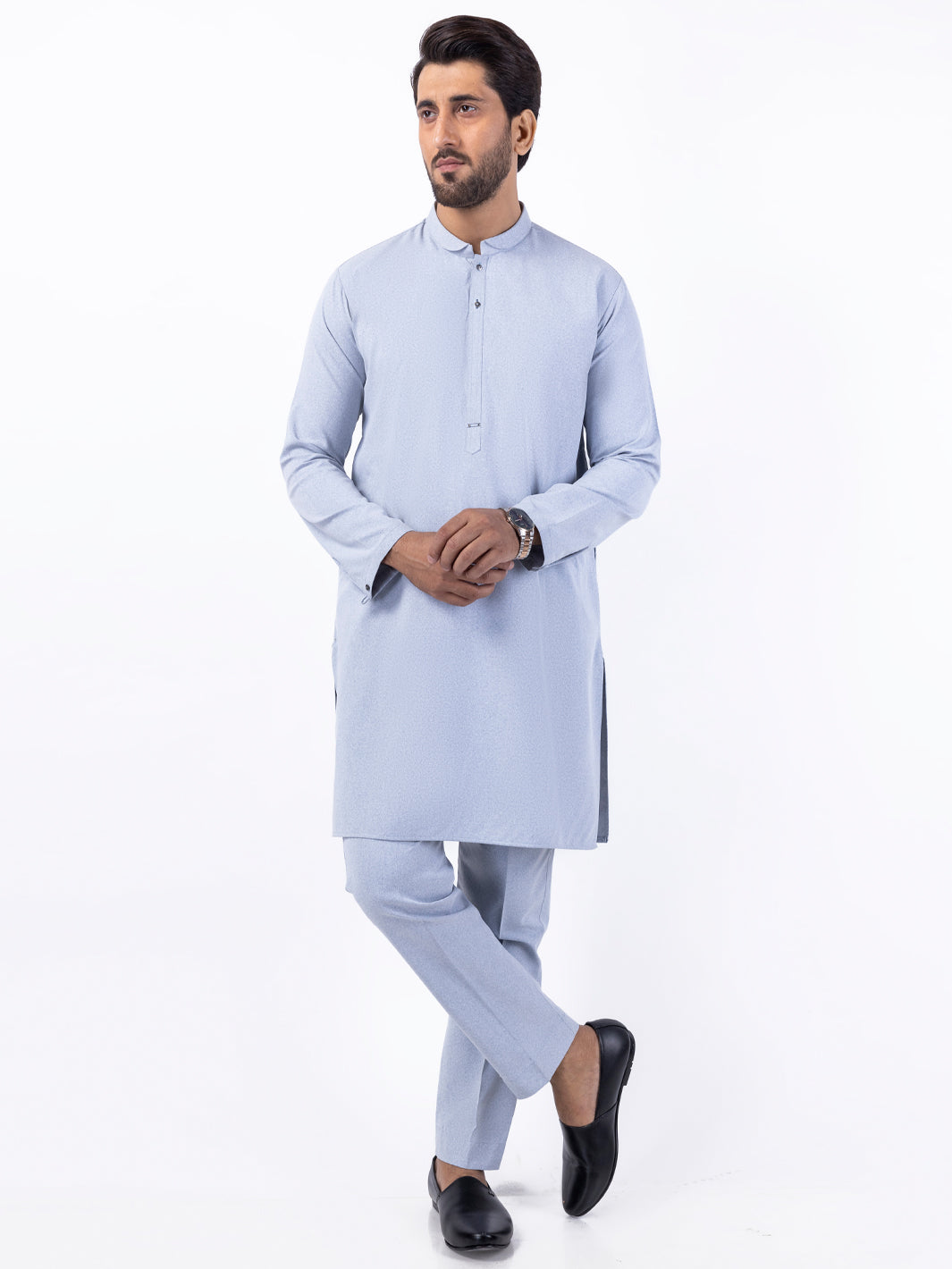 Blended Light Blue Kurta Trouser - Almirah